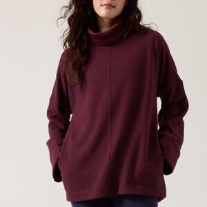 Athleta Cozy Karma Funnel Neck sweater size XXS in Spiced Cabernet Heather